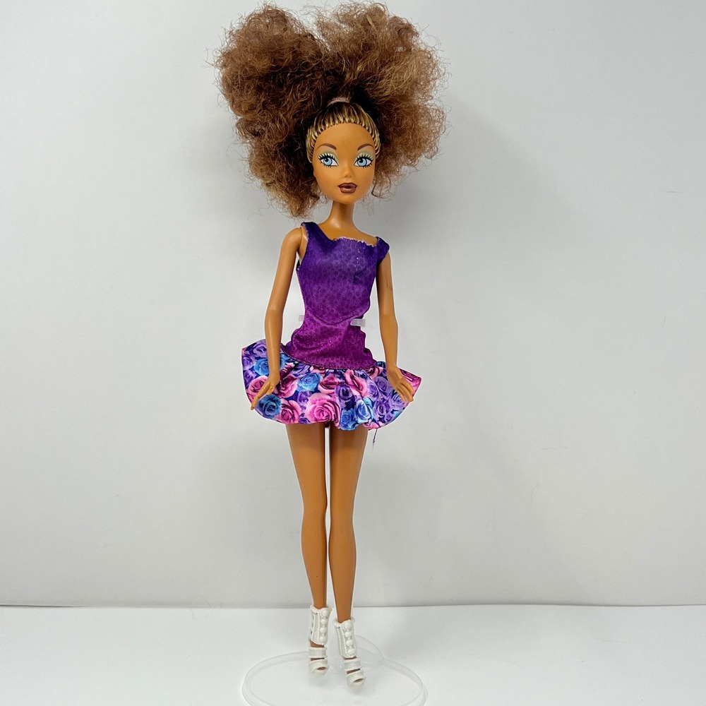 Barbie My Scene Madison Doll 12 Inch Purple Floral Dress White Heels 1999